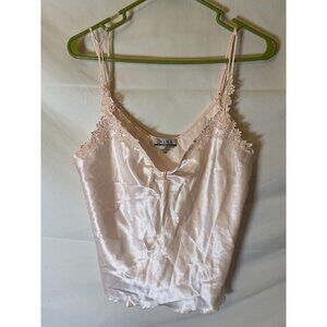 Vintage Nine & Company Womens Soft Silky Pink Cami Camisole Size Large lacy